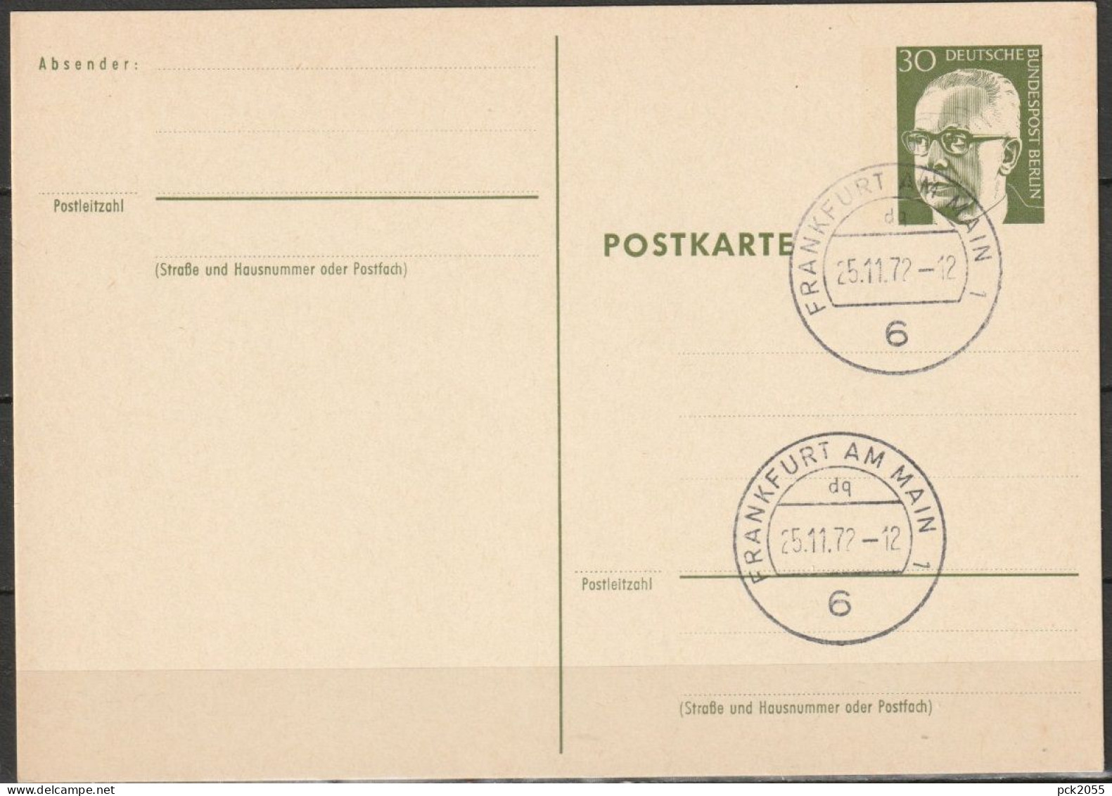 Berlin Ganzsache 1971/72 Mi.-Nr. P 83 Tagesstempel FRANKFURT 25.11.72  ( PK 333 ) - Postkarten - Gebraucht