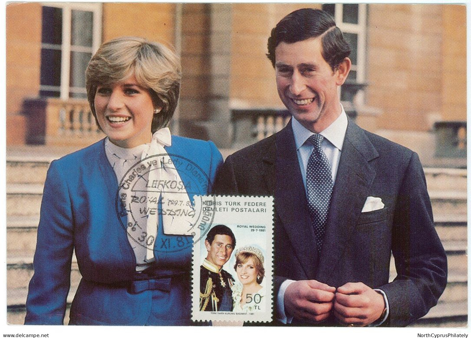 Turkish Cyprus Zypern Chypre Cipro " 1981 Lady Diana And Prince Charles " Maximum Card - Donne Celebri