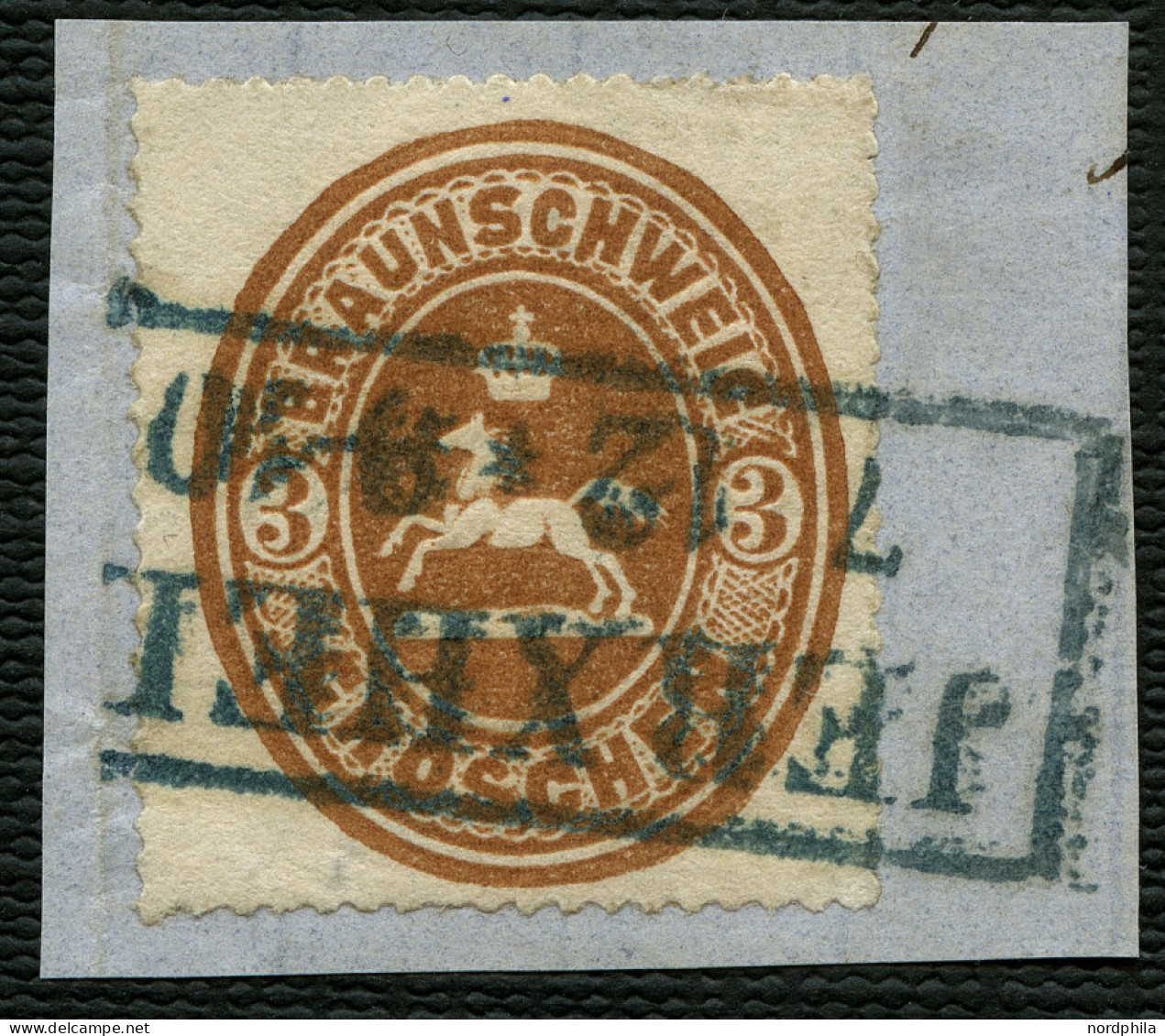 BRAUNSCHWEIG 20 BrfStk, 1865, 3 Gr. Orangebraun, Mit Blauschwarzem R2 JERXHEIM, Prachtbriefstück,  Kurzbefund Lange - Brunswick