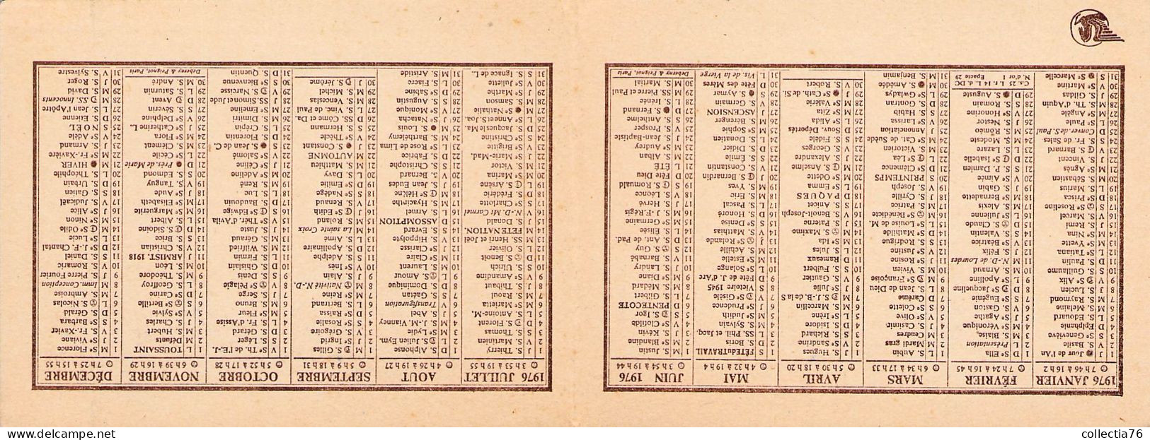 VIEUX PAPIERS CALENDRIER PETIT FORMAT 1976 READERS DIGEST - Klein Formaat: 1971-80