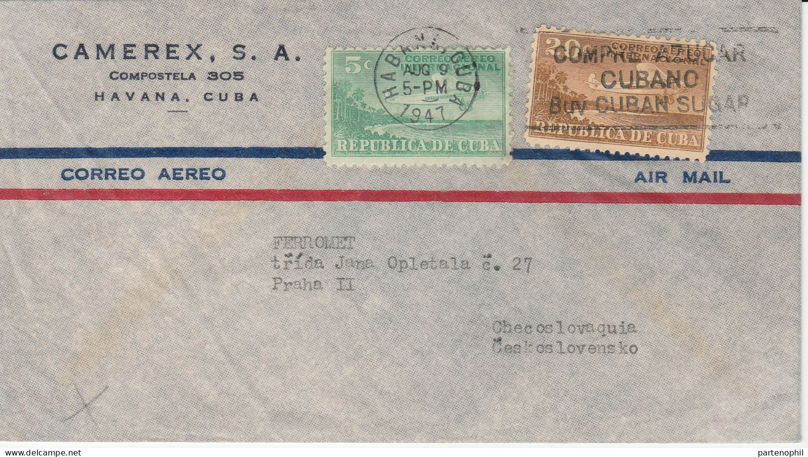 Republica De Cuba Kuba 1947  - Postal History  Postgeschichte - Storia Postale - Histoire Postale - Storia Postale