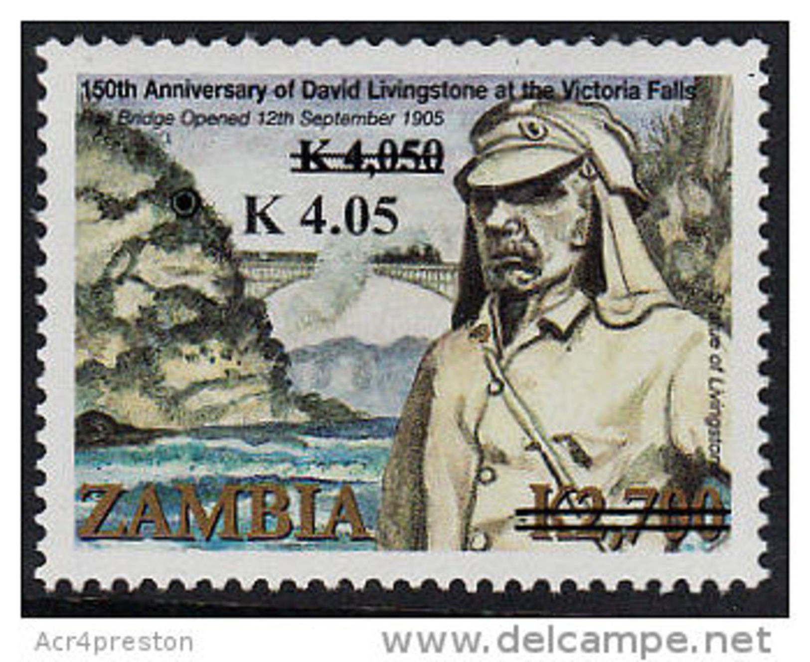 Zm1099 ZAMBIA 2013, SG1099 New Currency K4.05 Surcharge On K4,050 On K2,700 Livingstone  MNH - Zambia (1965-...)