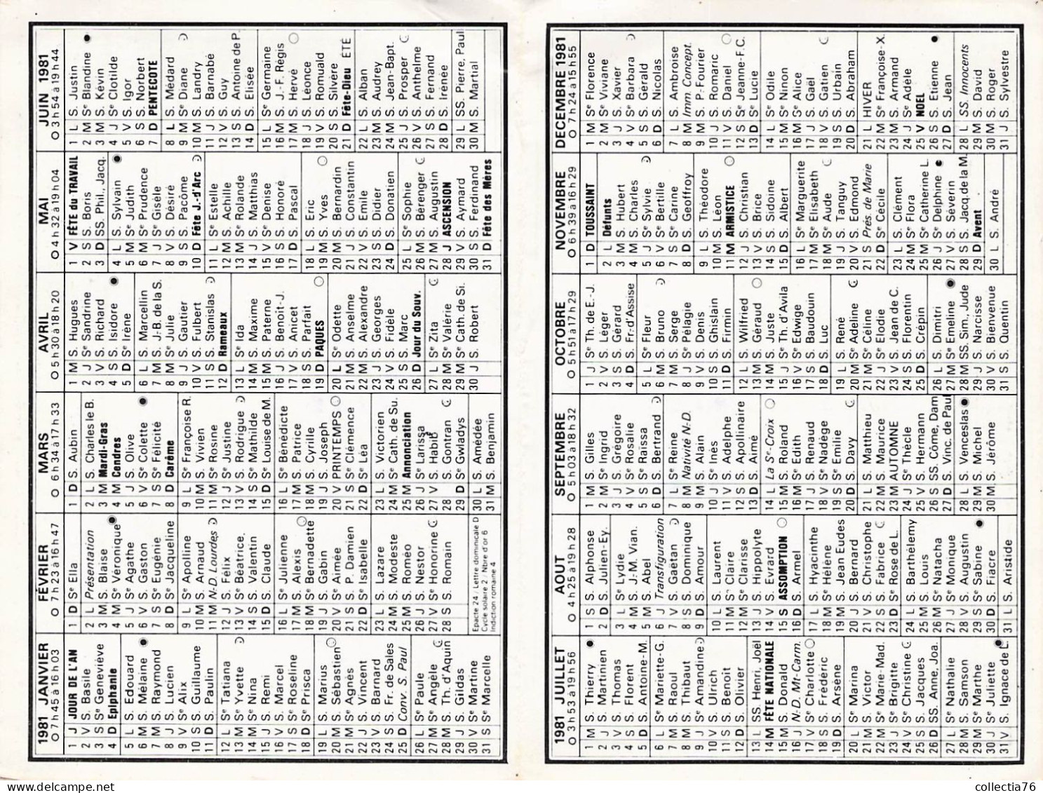 VIEUX PAPIERS CALENDRIER PETIT FORMAT 1981 PATISSERIE FRANCAISE - Petit Format : 1981-90