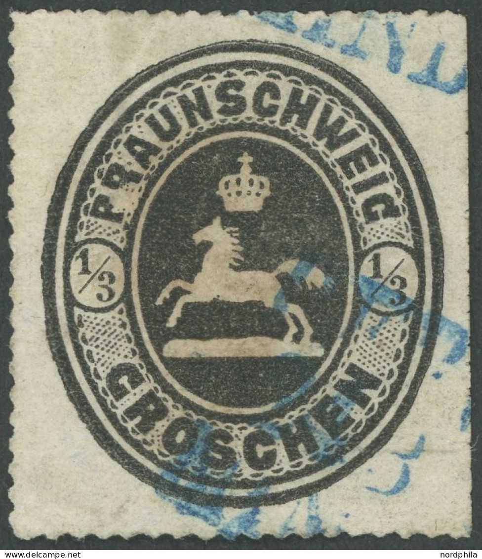 BRAUNSCHWEIG 17 O, 1865, 1/3 Gr. Schwarz, Kleine Mängel, Feinst, Gepr. Bühler, Mi. 480.- - Brunswick