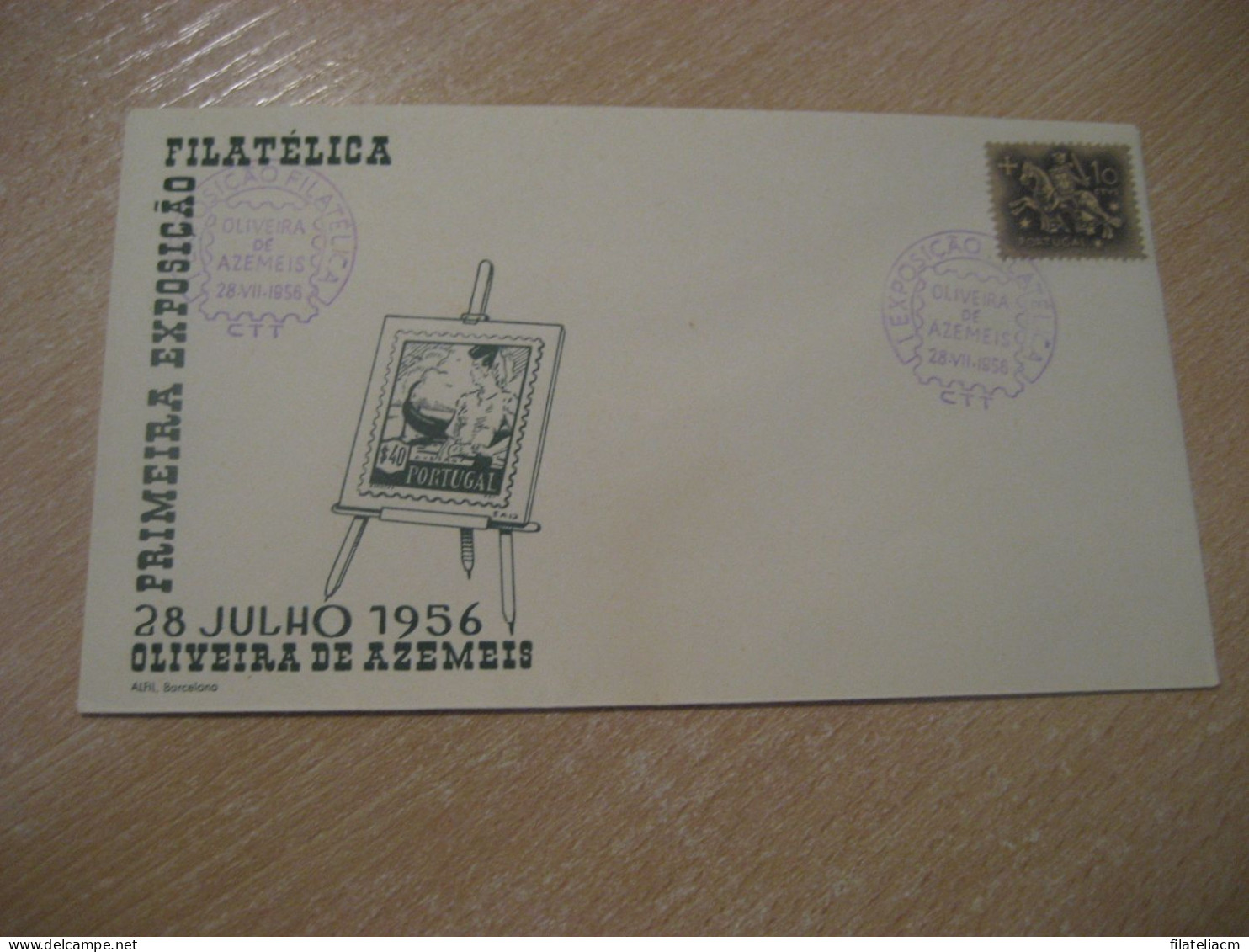 OLIVEIRA DE AZEMEIS 1956 Expo Filatelica Cancel Cover PORTUGAL - Briefe U. Dokumente