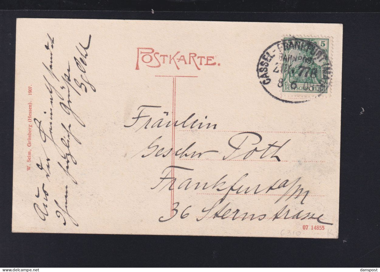 Dt. Reich AK Grünberg Südseite 1908 - Gruenberg