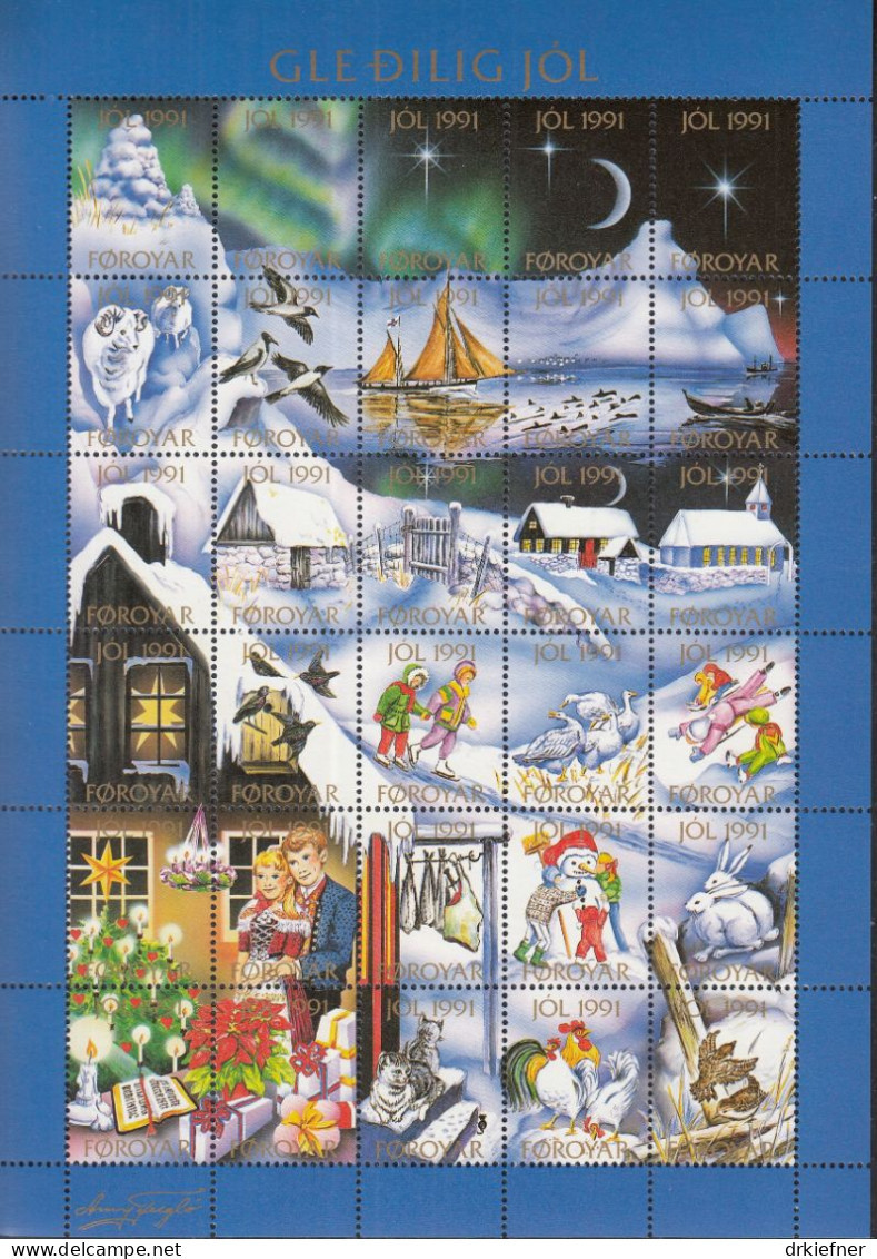 FÄRÖER  1991, JÓL CHRISTMAS KERSTMIS NOEL WEIHNACHTEN, 30 Vignetten, Ungebraucht, MNH **, Winterlandschaft - Islas Faeroes