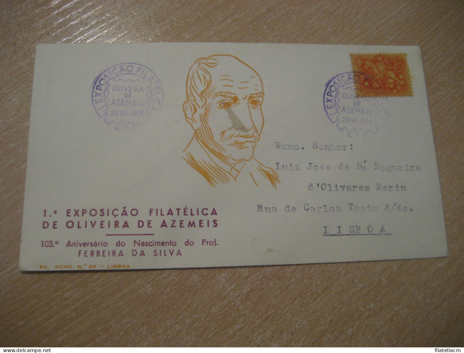 OLIVEIRA DE AZEMEIS 1956 To Lisboa Ferreira Da Silva Chemical Chemistry Chimie Expo Filatelica Cancel Cover PORTUGAL - Scheikunde