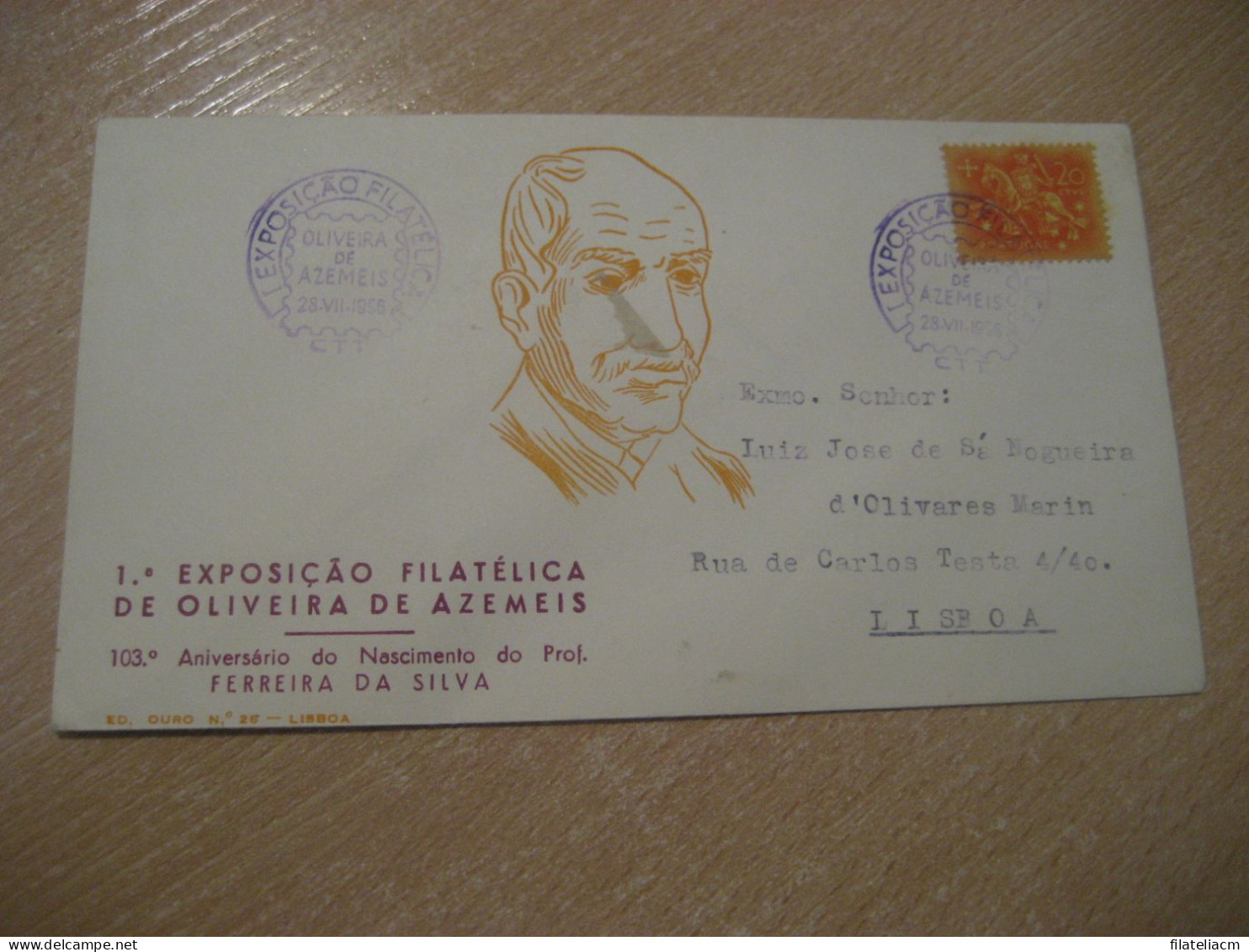 OLIVEIRA DE AZEMEIS 1956 To Lisboa Ferreira Da Silva Chemical Chemistry Chimie Expo Filatelica Cancel Cover PORTUGAL - Química
