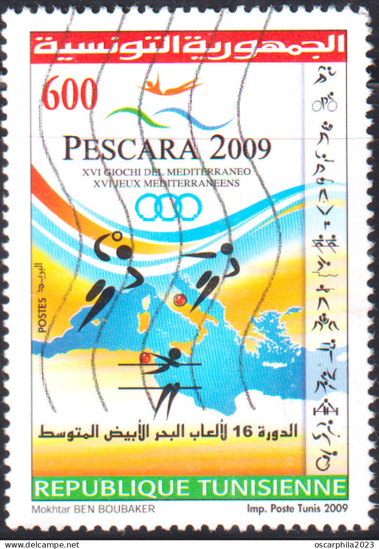 2009- Tunisie - Y&T 1643 - XVI Jeux Mediterraneens, Pescara 2009 - Obli - Tunisia (1956-...)