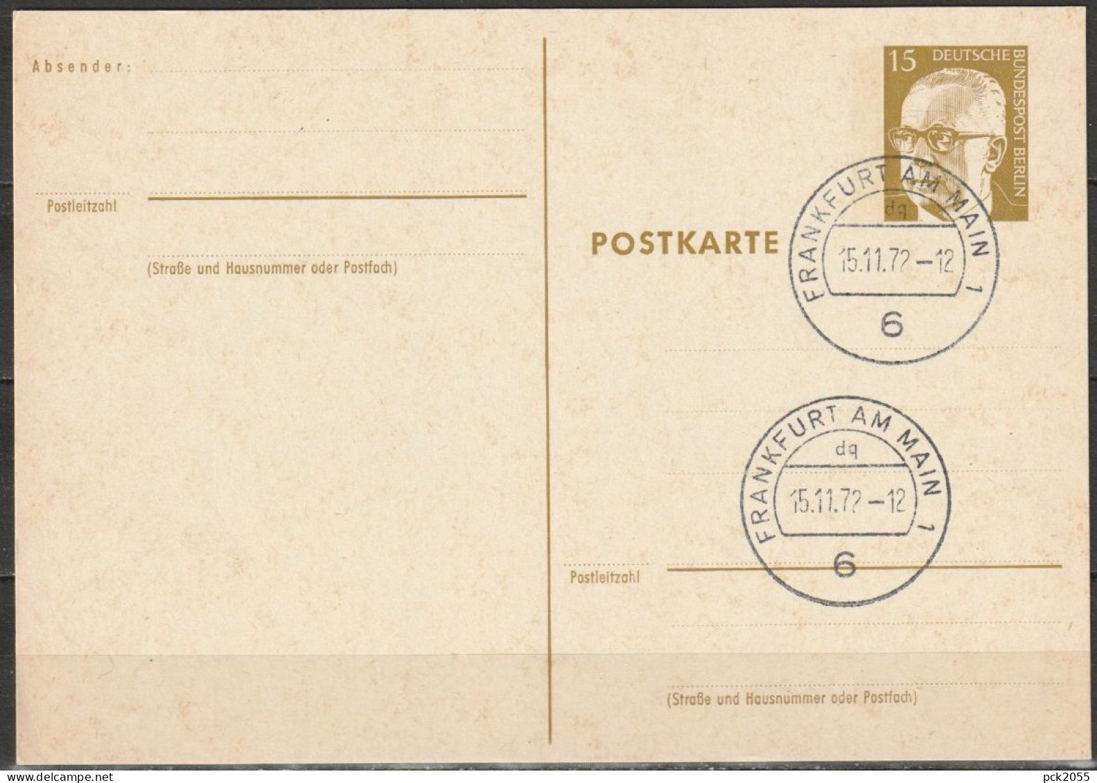 Berlin Ganzsache 1971/72 Mi.-Nr. P 81 Tagesstempel FRANKFURT 15.11.72  ( PK 389 ) - Postkarten - Gebraucht