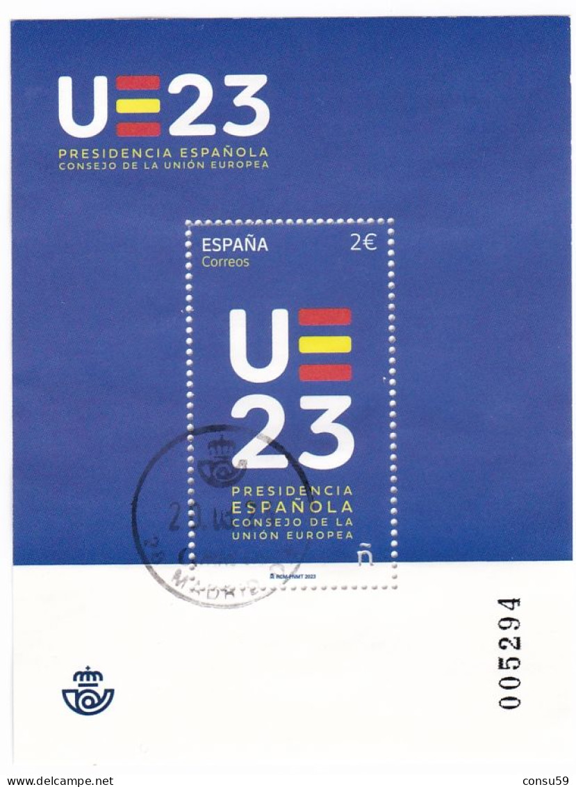 2023-ED. 5674 H.B. - UE 2023. Presidencia Española Consejo De La Unión Europea- USADO - Blocks & Sheetlets & Panes