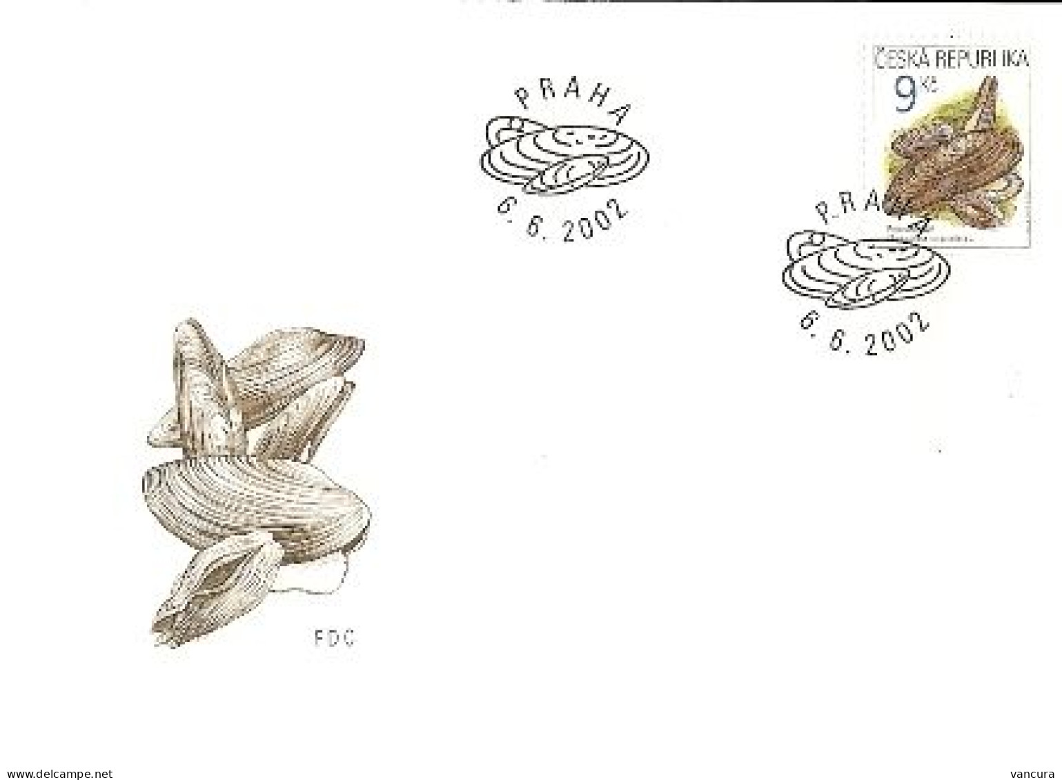 FDC 324 Czech Republic Freshwater Pearl Mussel 2002 Joint Issue - Conchiglie