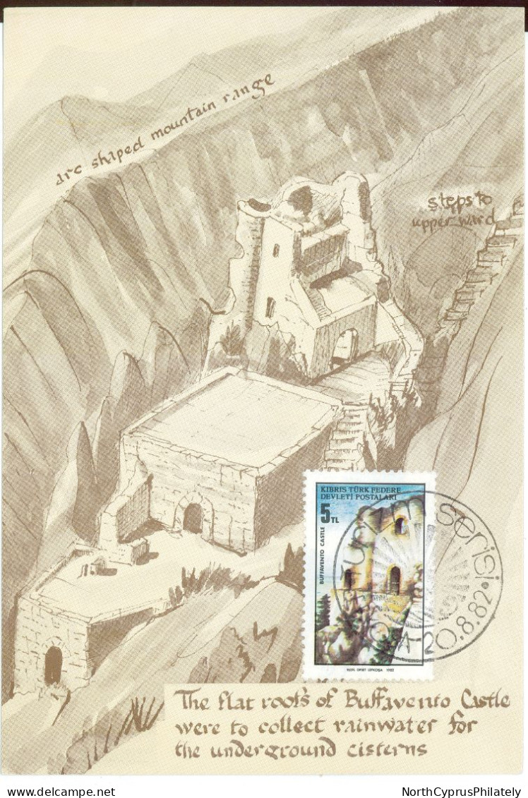 Turkish Cyprus Zypern Chypre Cipro " 1982 Bufavento Castle " Maximum Card - Impressionismo