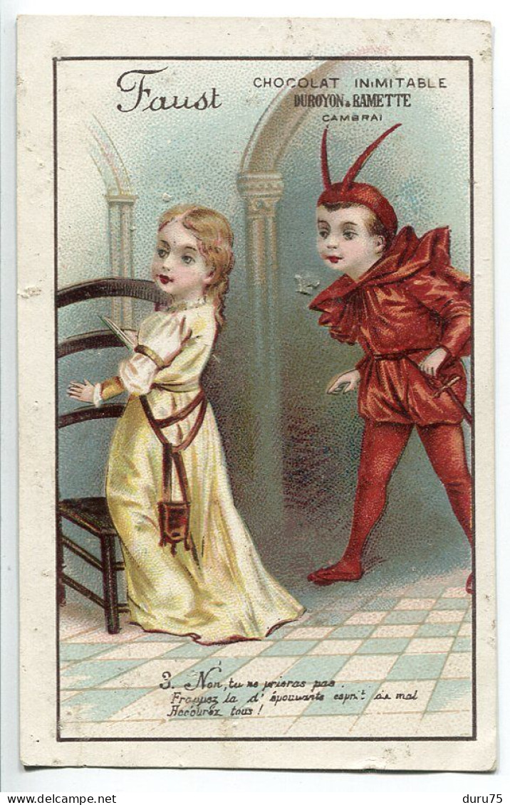 IMAGE CHROMO CHOCOLAT Duroyon & Ramette à Cambrai * N° 3 FAUST Enfants Garçon En Méphistophélès Petite Fille - Duroyon & Ramette