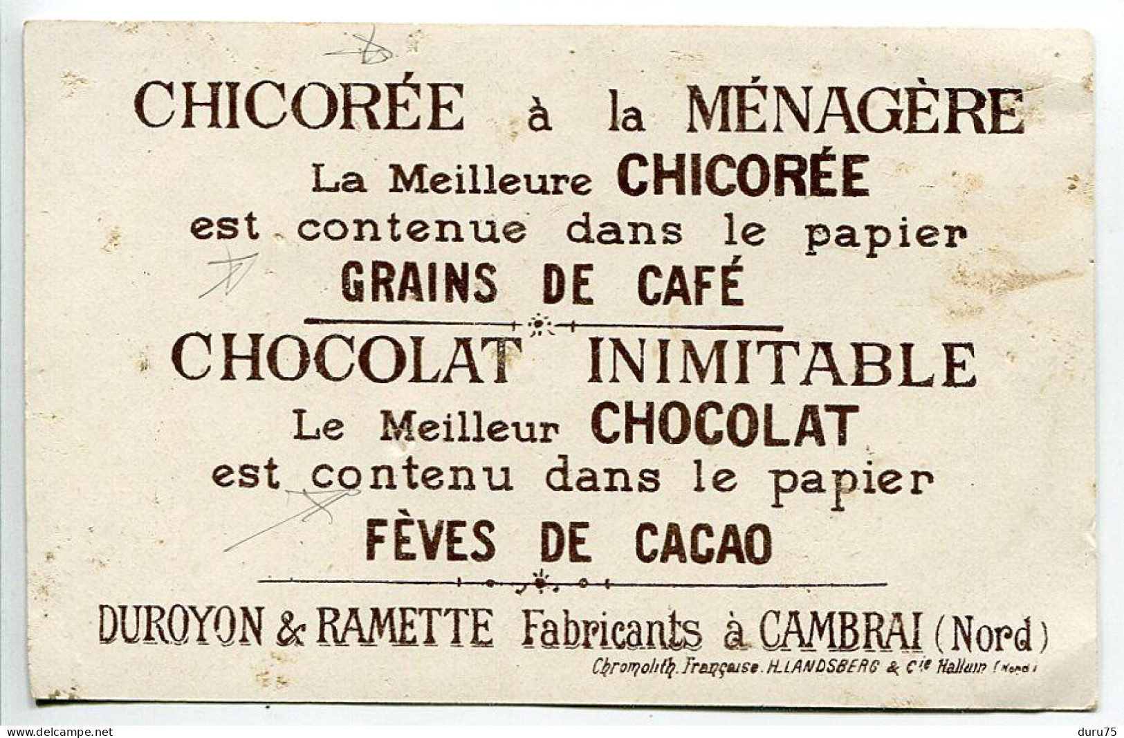 IMAGE CHROMO CHOCOLAT Duroyon & Ramette à Cambrai * N° 3 FAUST Enfants Garçon En Méphistophélès Petite Fille - Duroyon & Ramette