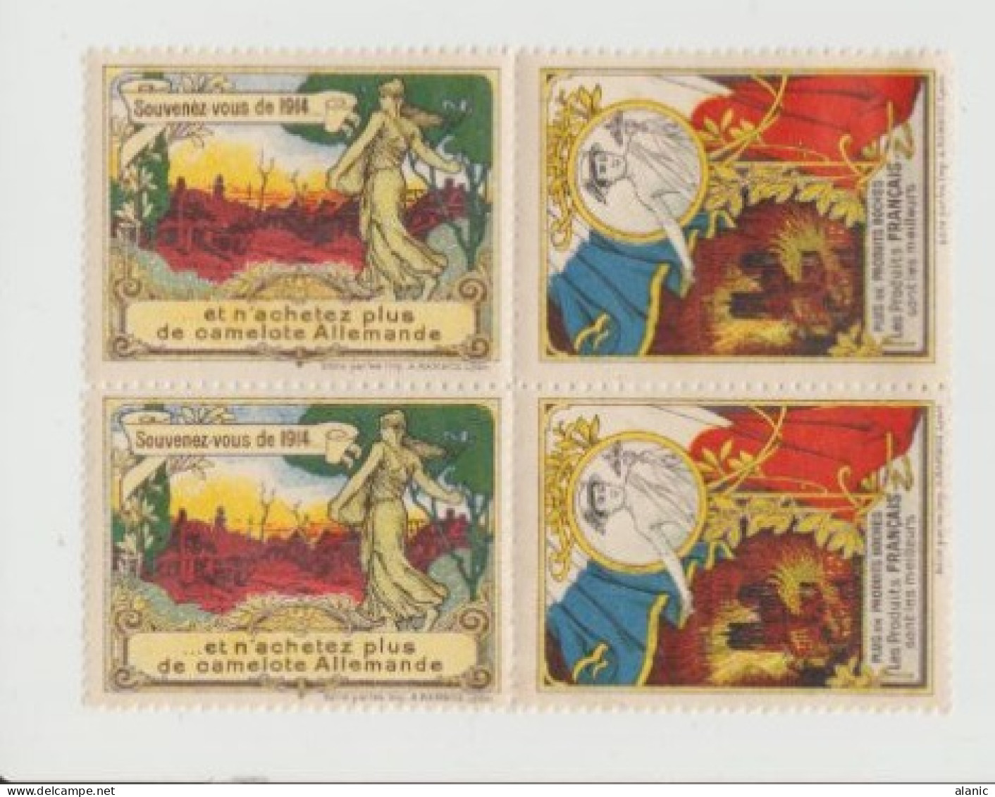 PROPAGANDE ANTI ALLEMANDE  : SOUVENEZ VOUS DE 1914 - N'ACHETEZ PLUS De CAMELOTE ALLEMANDE -2 PAIRES -Neuves Gommées - Cinderellas