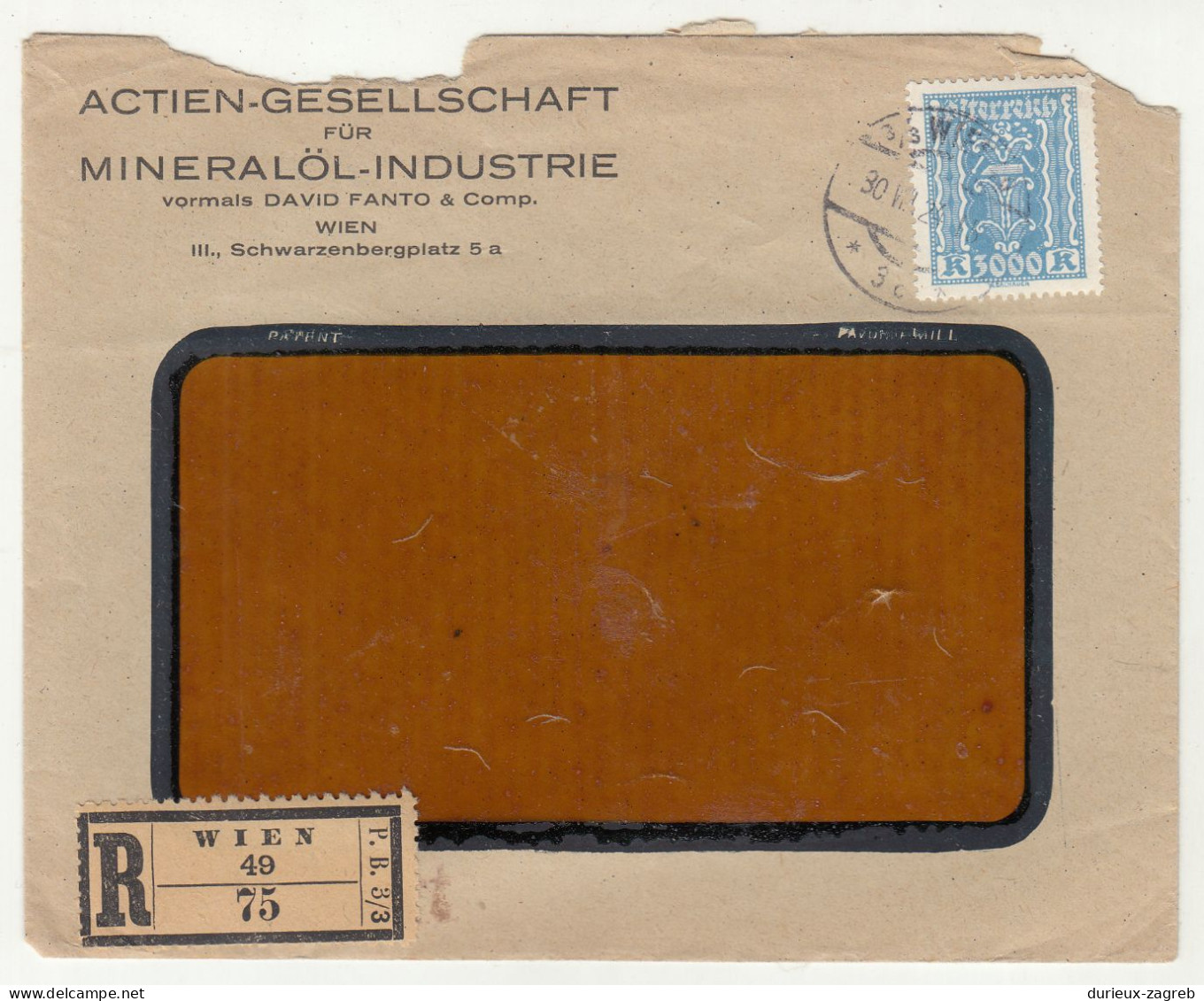 AG Für Mineralöl-Industrie, Wien Company Letter Cover Posted Registered 1924 Wien B240401 - Covers & Documents