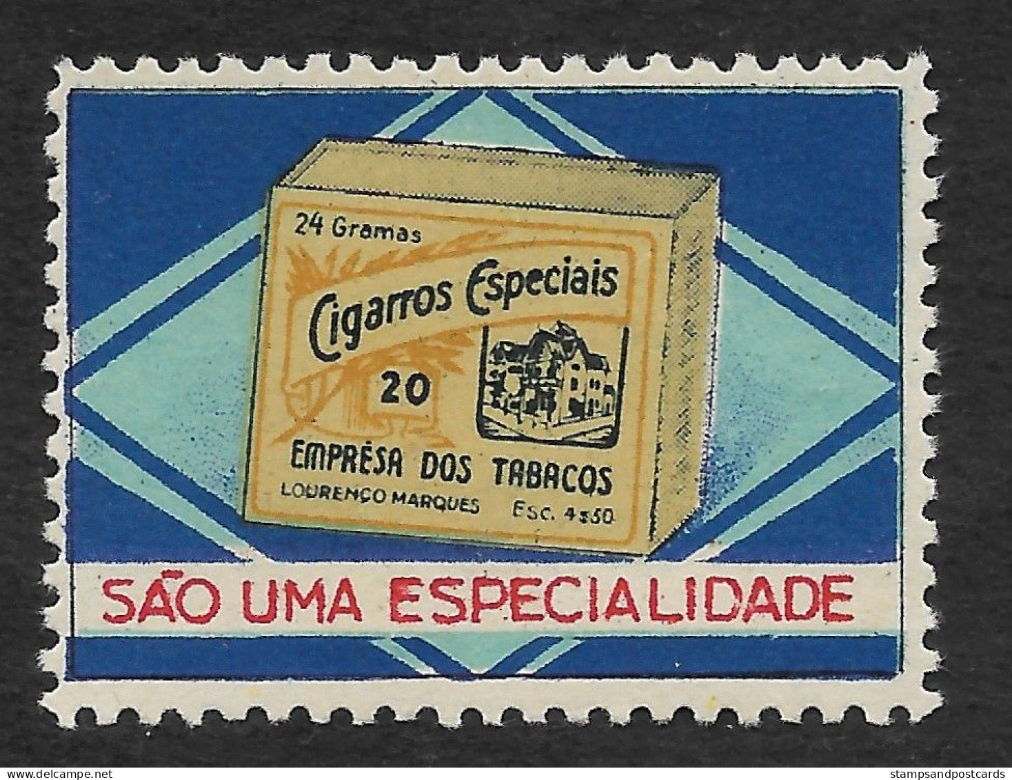 Portugal Mozambique Cigarettes Tabac Lourenço Marques Ancienne Vignette Publicitaire Tobacco Old Publicitary Cinderella - Vignetten (Erinnophilie)