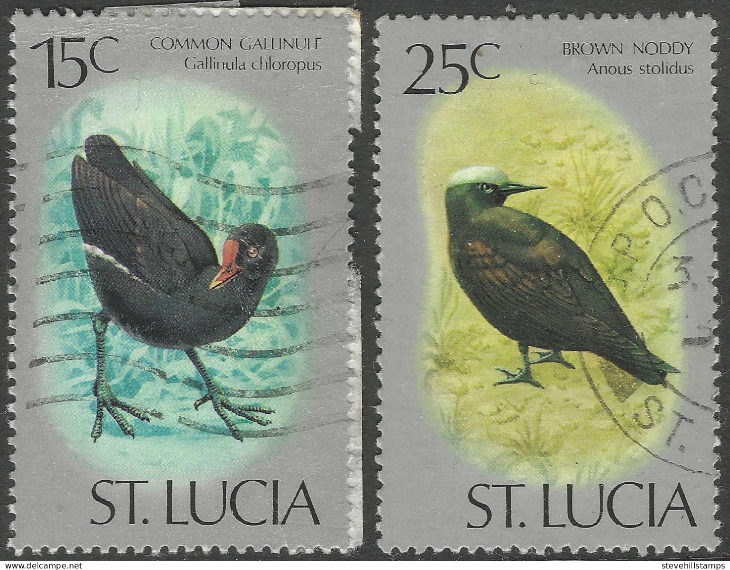 St Lucia. 1976 Birds. 15c, 25c Used. SG 423, 424a. M3166 - Ste Lucie (...-1978)