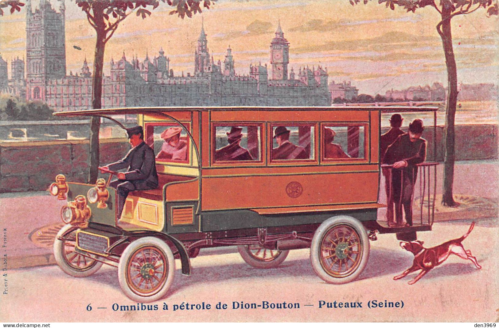 PUTEAUX (Hauts-de-Seine) - Omnibus à Pétrole De Dion-Bouton - Voyagé 1906 (2 Scans) Charpentier, 48 Grande Rue à Gisors - Puteaux