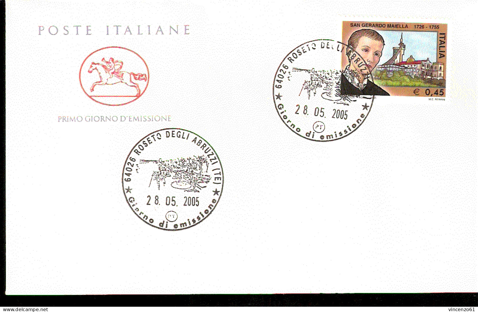 2005 ANNULLO FDC 250° Anniversario Della Morte Di San Gerardo Maiella (1726-1755). - Christentum