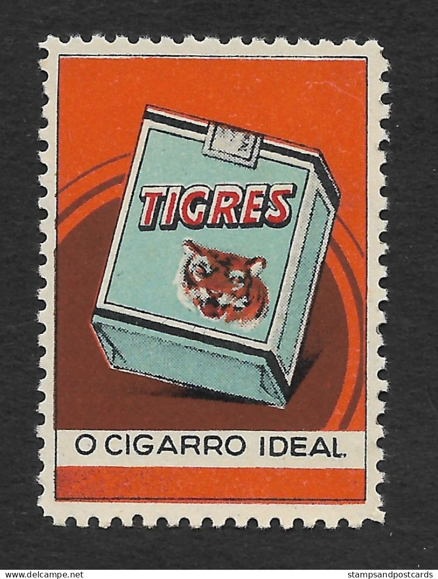 Portugal Mozambique Cigarettes Tigres Tigre Tabac Ancienne Vignette Publicitaire Tobacco Tiger Publicitary Cinderella - Cinderellas