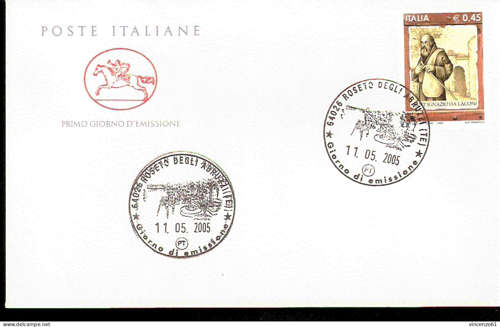 2005 ANNULLO FDC Sant'Ignazio Da Làconi. - Christianisme