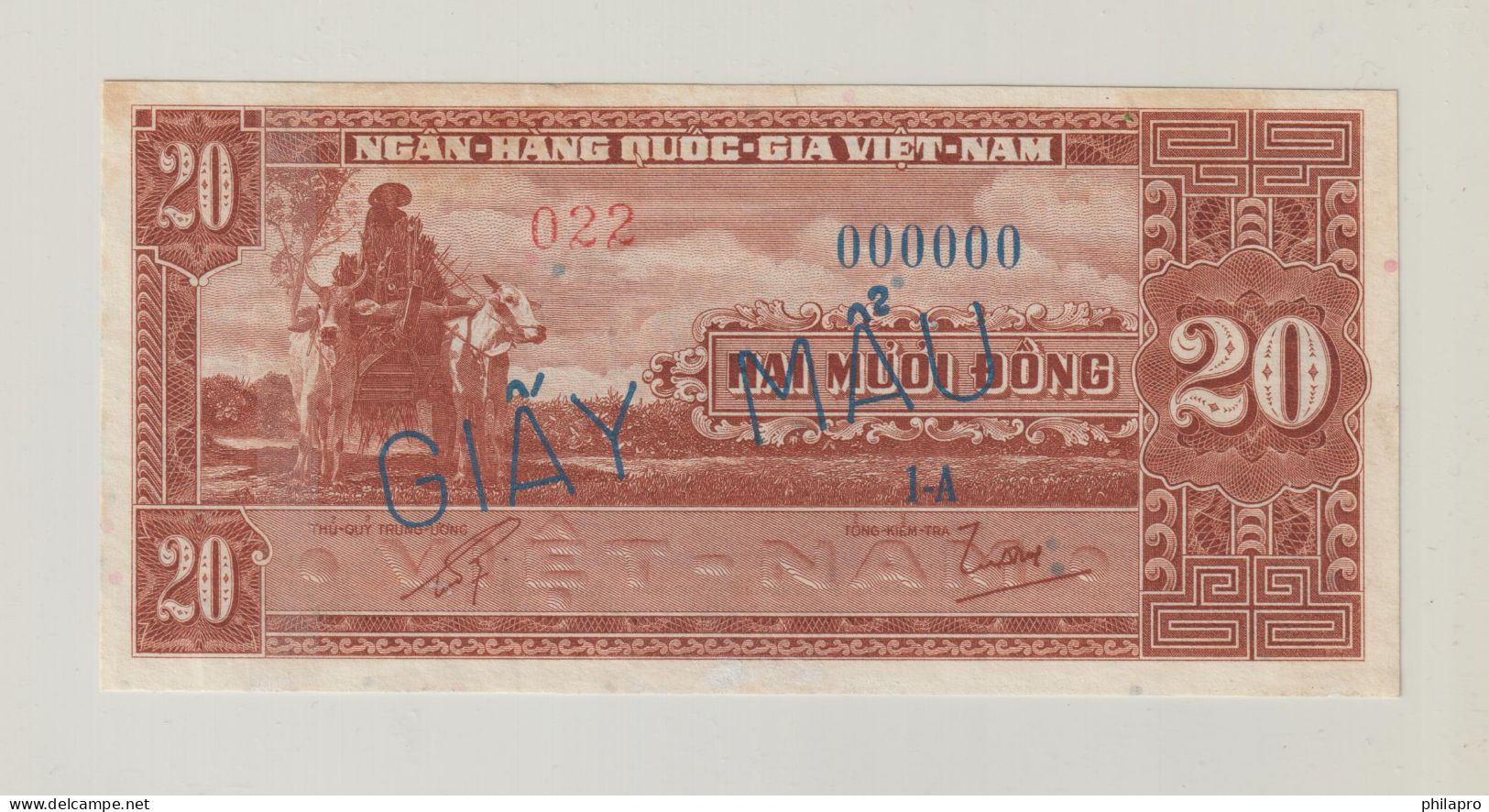 S.Vietnam 1955 Specimen  20 Dong   Pick 6s  Bad Condition    Ref MM - Viêt-Nam