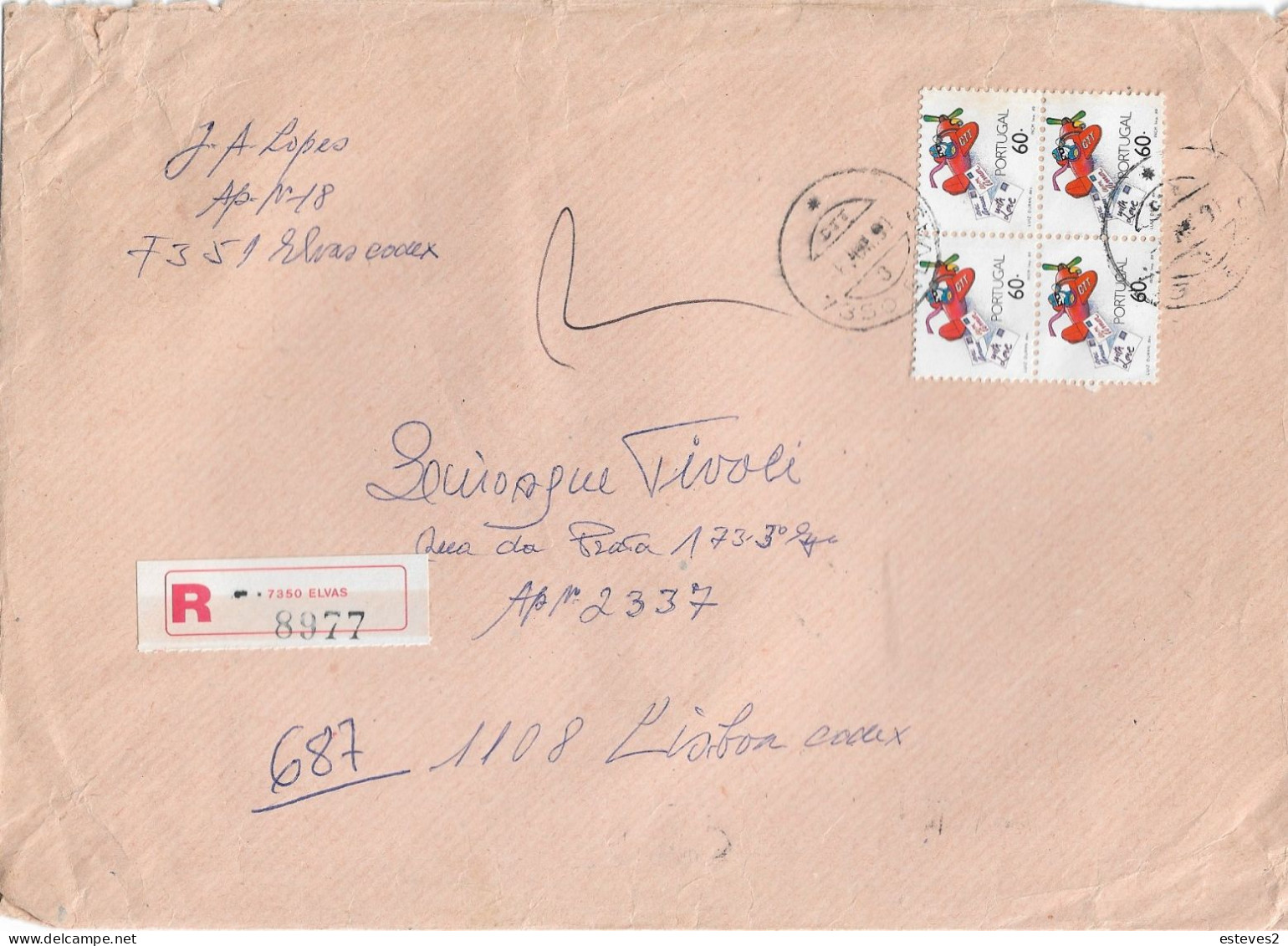 Portugal 1989  , Postal Services , Greetings Stamps ,  Aircraft , Aviation , Elvas Registation Label , Wax Stamps - Correo Postal