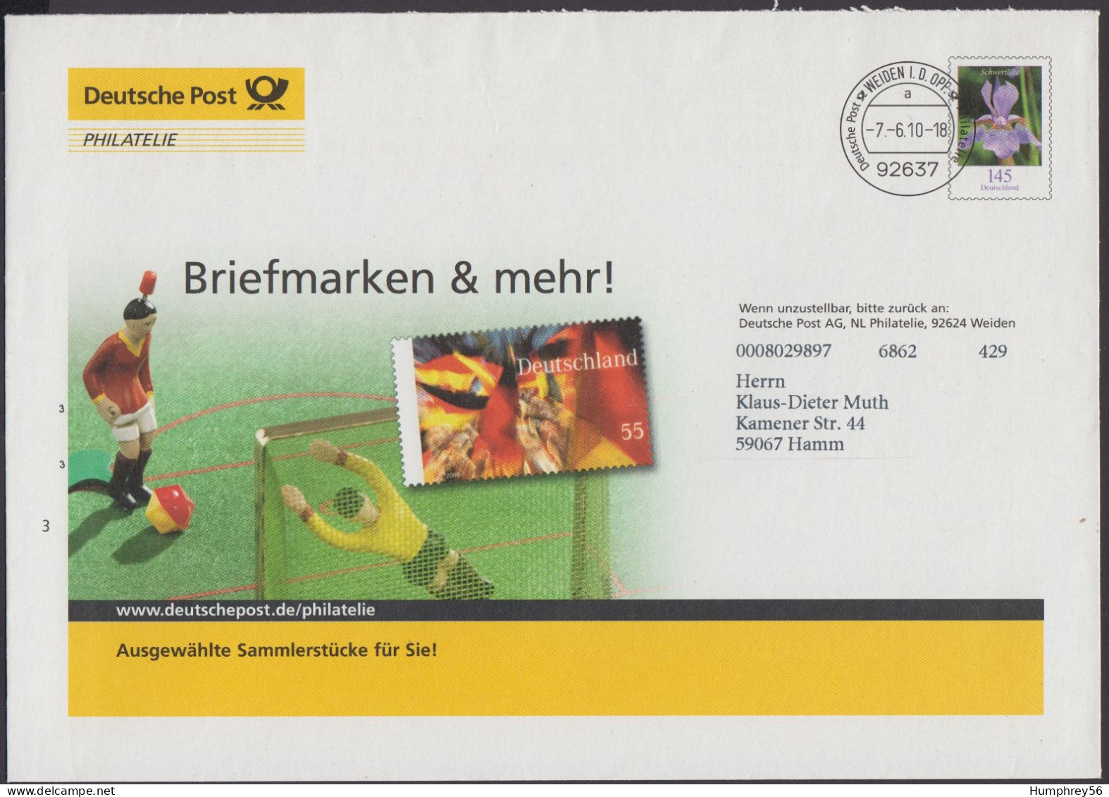 2010 - GERMANY - Postal Stationery: Briefmarken & Mehr! + WEIDEN IN DER OBERPFALZ - Briefomslagen - Gebruikt