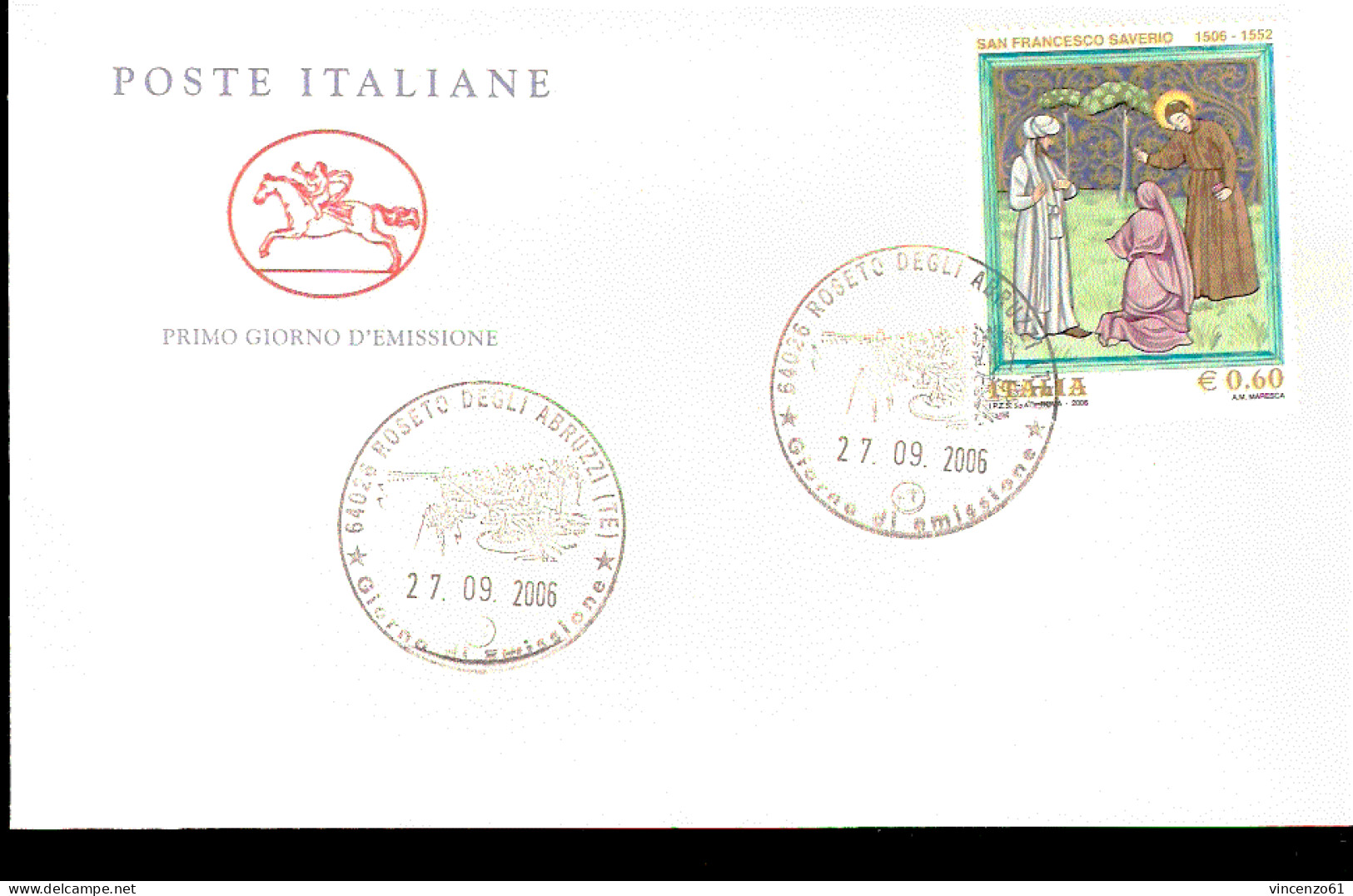 2006 ANNULLO FDC  5° Centenario Della Nascita Di San Francesco Saverio. - Christianisme