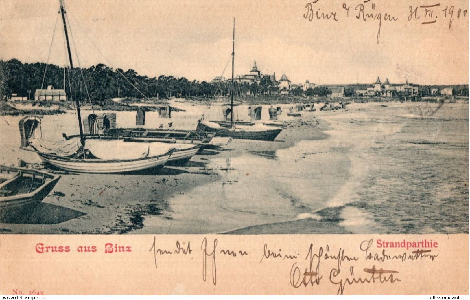 GRUSS AUS BINZ - STRANDPARTHIE - CARTOLINA FP SPEDITA NEL 1900 - Ruegen