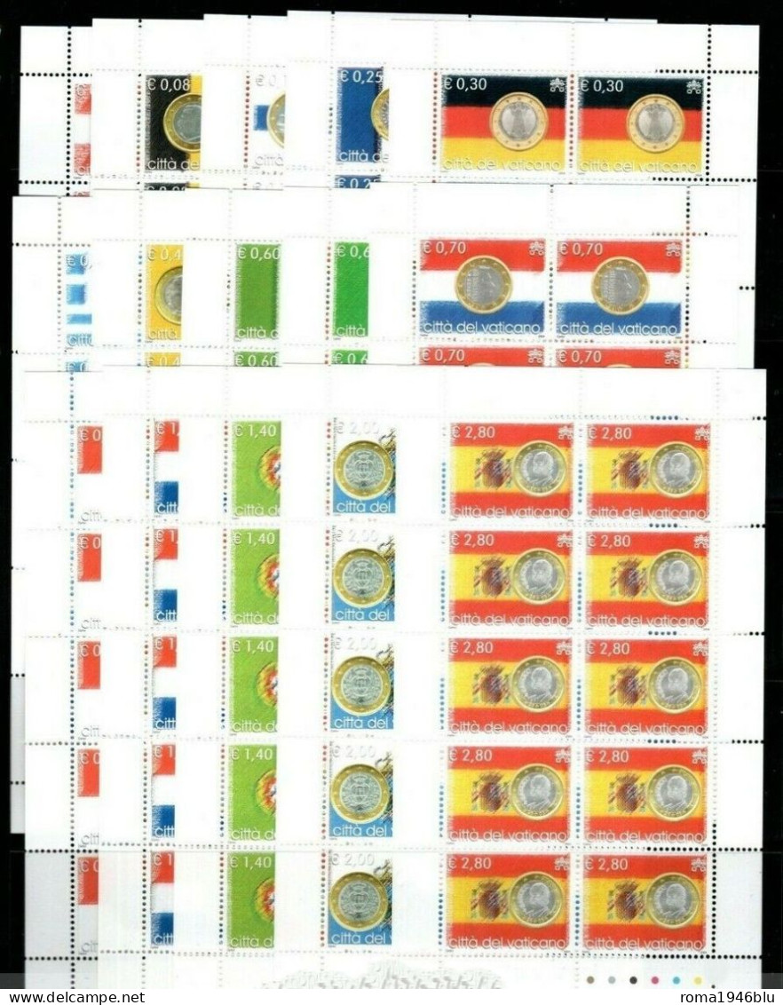 VATICANO 2004 L'EURO UNISCE L'EUROPA 15 MINIFOGLI ** MNH - Blocks & Sheetlets & Panes