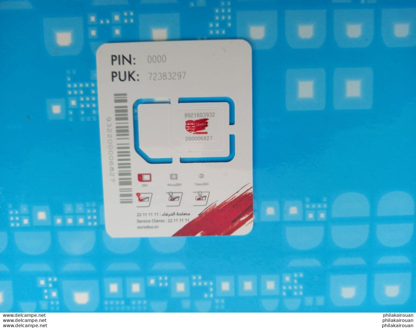 Mini Carte SIM Neuve Ooredoo CA Mobile - Tunesië