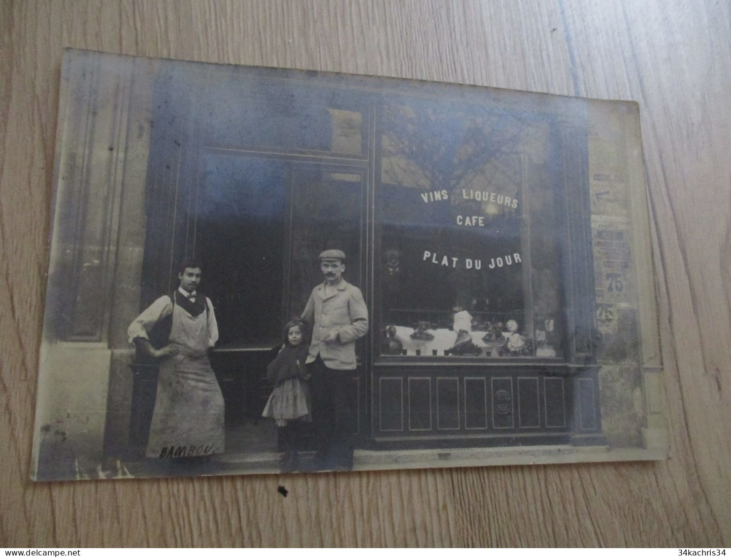 Carte Photo épicerie Vins ? Liqueur Plaque Gaz Paris à Situer - A Identifier