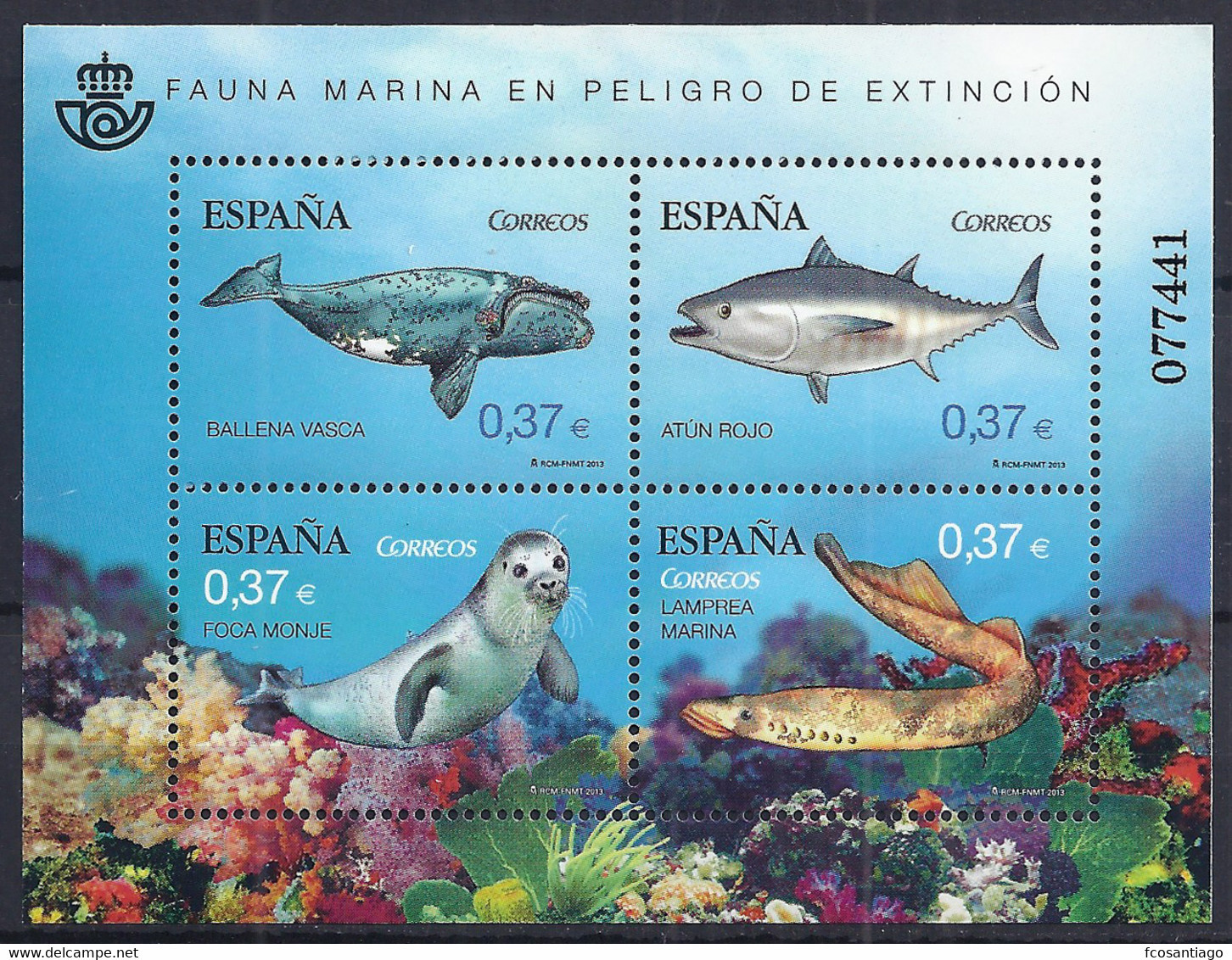FAUNA MARINA/ESPAÑA 2013 - Edifil #4799 - MNH ** - Meereswelt