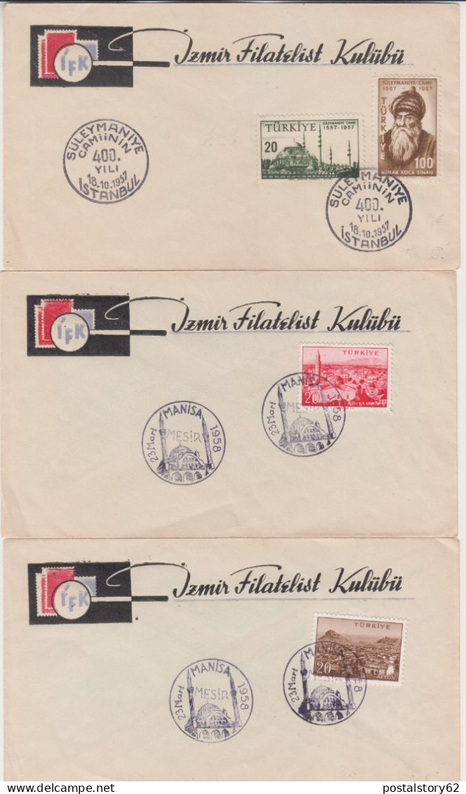 Turchia, 3 Cover Filateliche 1957-58 - Autres & Non Classés