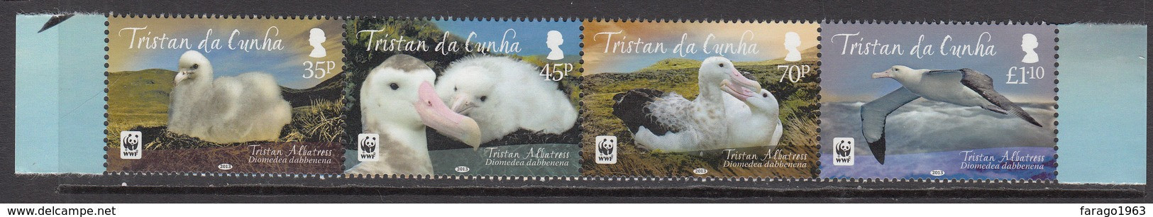 2013 Tristan Da Cunha WWF Albatross Birds Complete Strip Of 4 MNH - Tristan Da Cunha