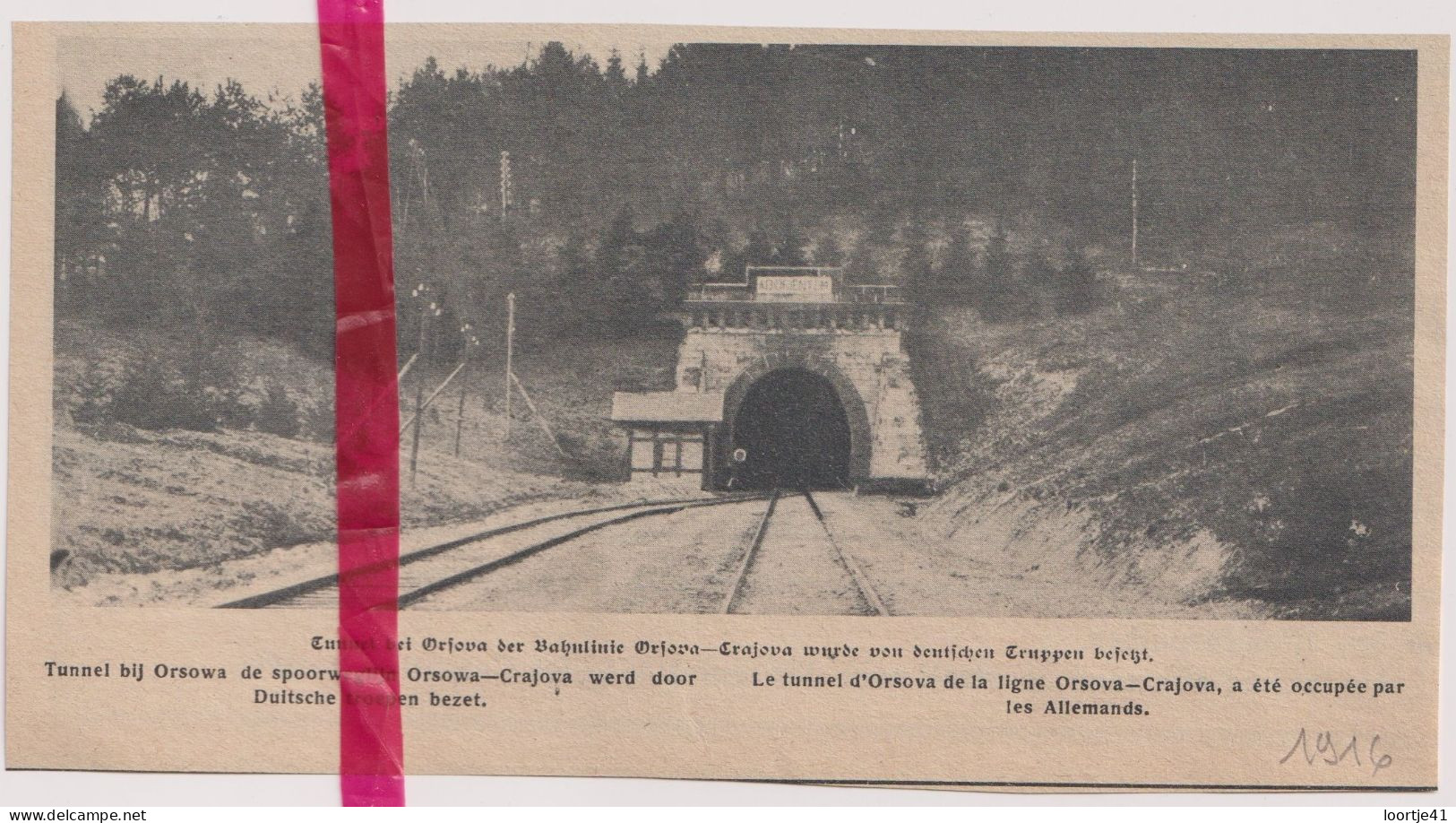 Tunnel Bij Orsowa Crajova - Orig. Knipsel Coupure Tijdschrift Magazine - 1916 - Unclassified