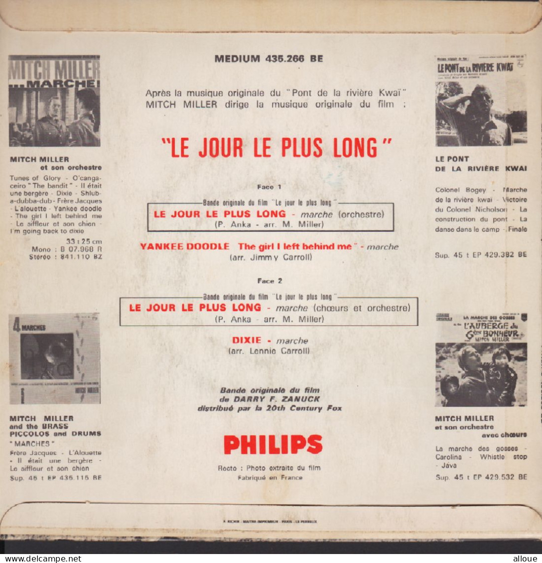 LE JOUR LE PLUS LONG  -  BO DU FILM -  MITCH MILLER - LE JOUR LE PLUS LONG  + 3 - Soundtracks, Film Music