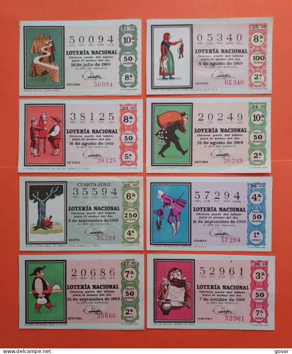 AÑO 1969 COMPLETO LOTERÍA NACIONAL ESPAÑA, SÁBADOS, TODOS LOS DECIMOS DEL AÑO - Billetes De Lotería