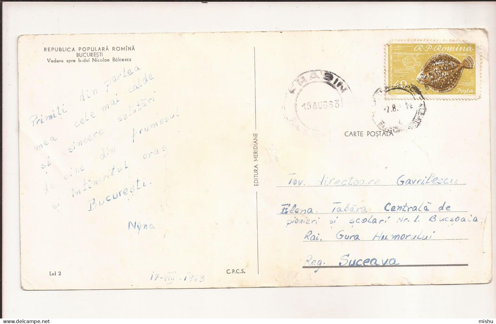 RF34 - Postcard - ROMANIA - Bucuresti, Bdul N. Balcescu, Format Lung. Circulated 1963 - Roumanie