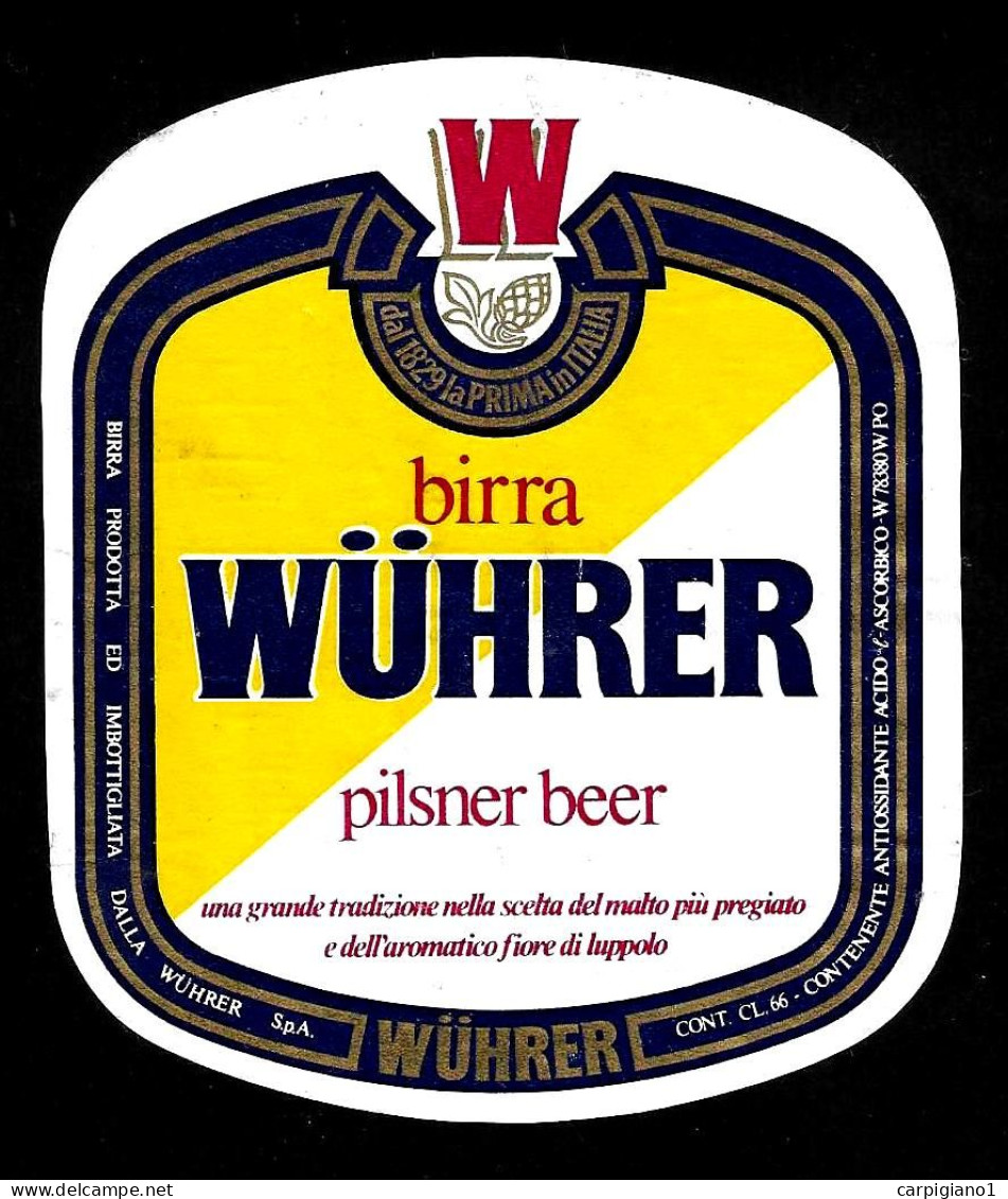 ITALIA ITALY - 1984 Etichetta Birra Beer Bière WUHRER Pilsner - Birra
