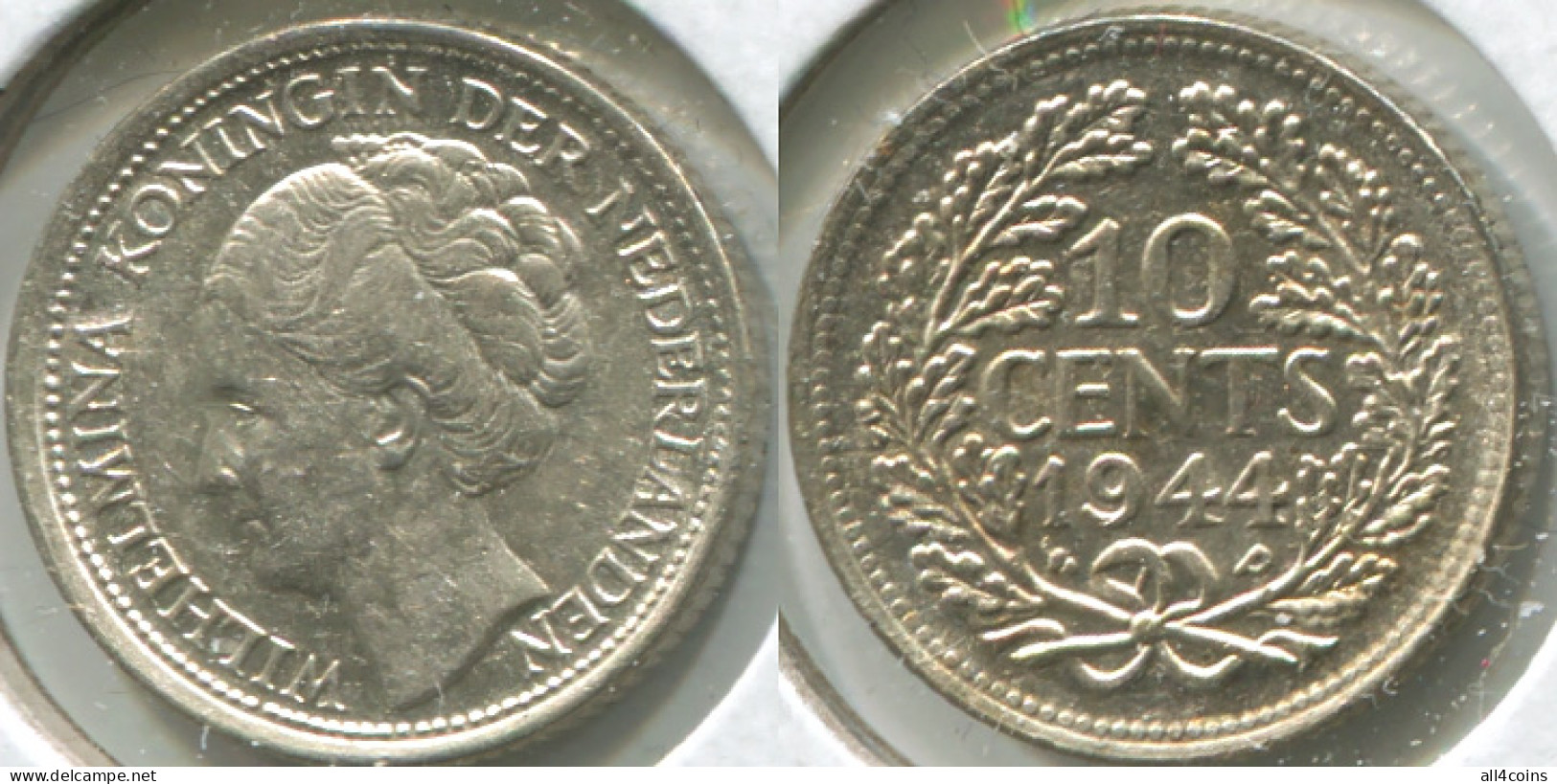 Netherlands. 10 Cents. 1944.P (Silver. Coin KM#163. XF /Unc) - 10 Cent