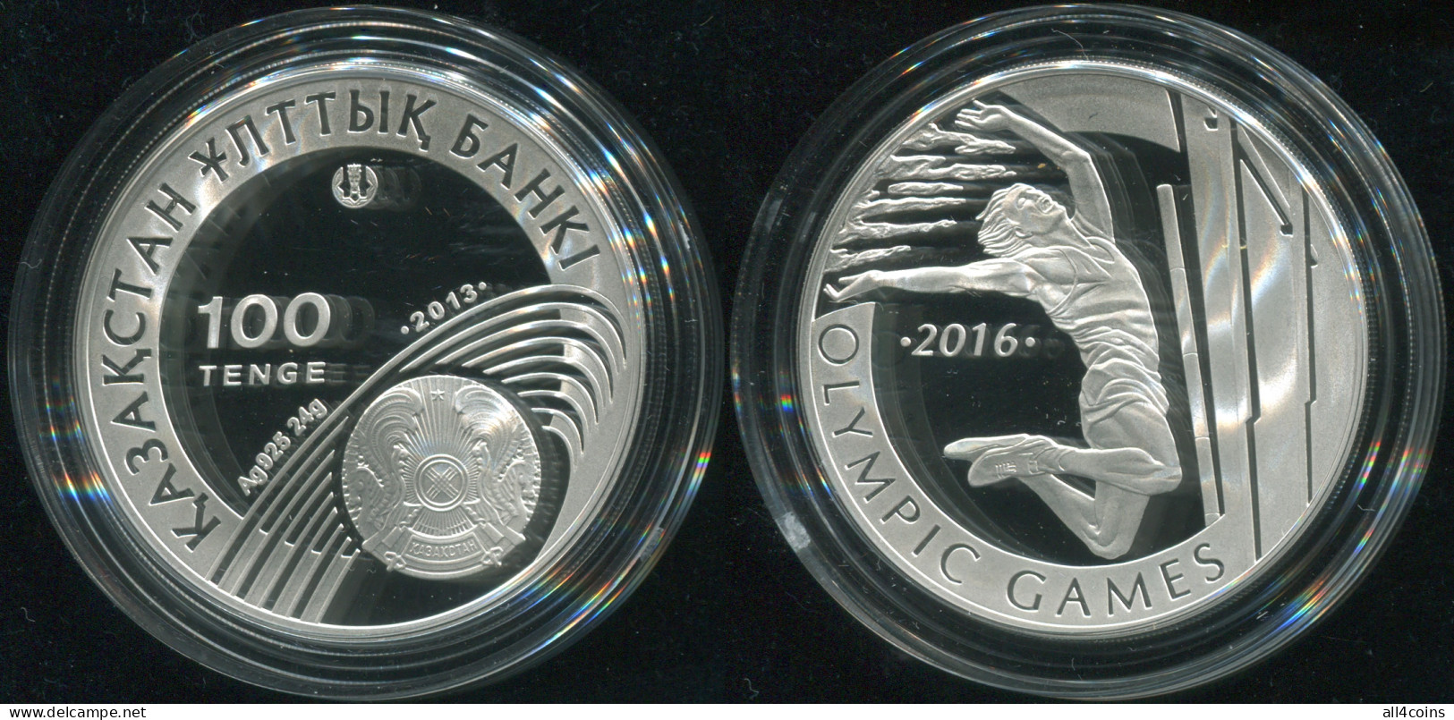 Kazakhstan 100 Tenge. 2013 (Silver. Coin KM#270. Proof) 2016 Olympics - Kasachstan