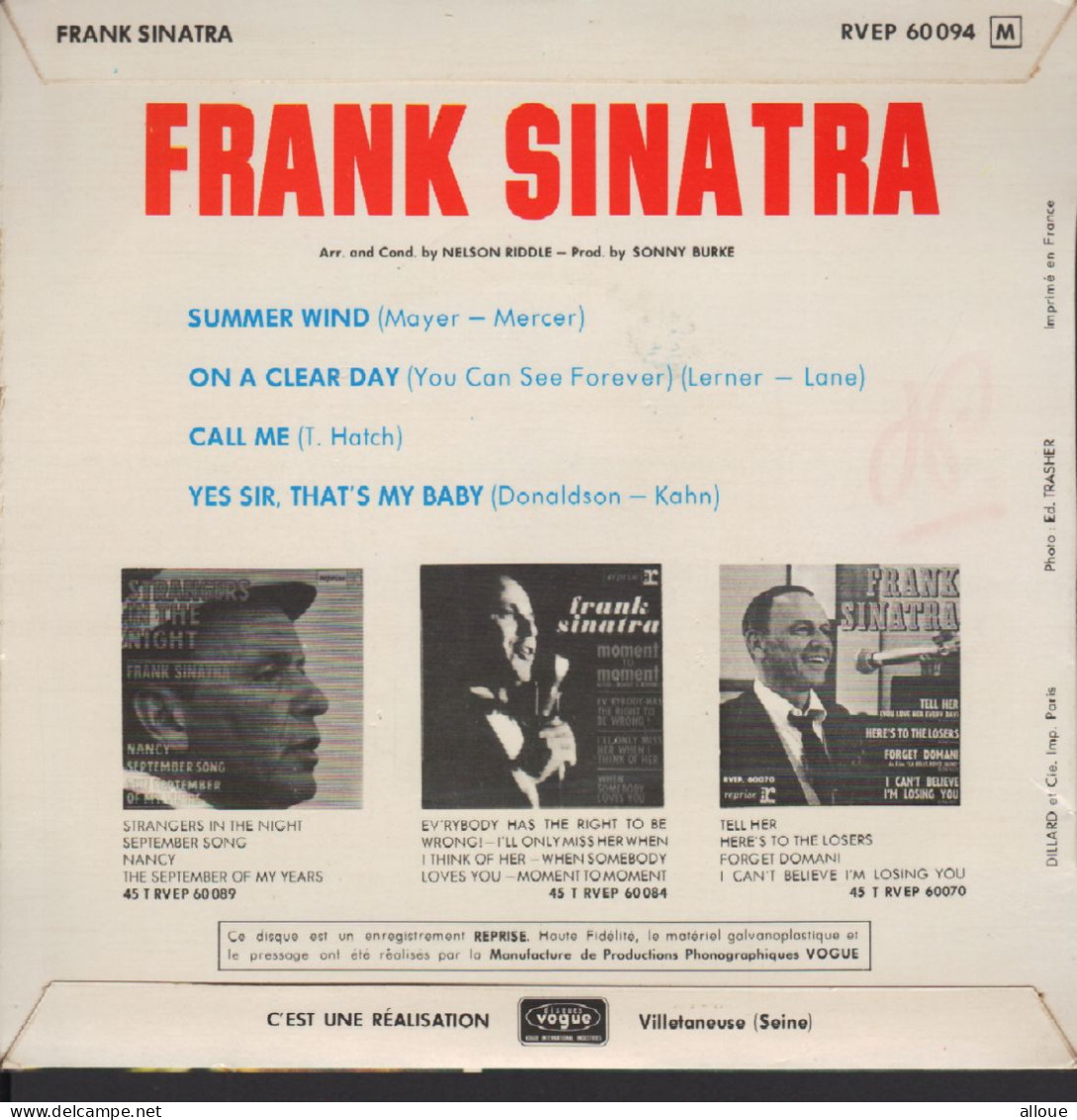 FRANK SINATRA - FR EP - SUMMER WIND + 3 - Jazz