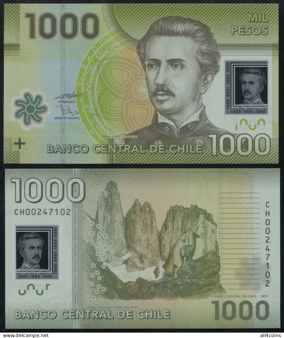 Chile 1000 Pesos. 2011 Polymer Unc. Banknote Cat# P.161b - Chili