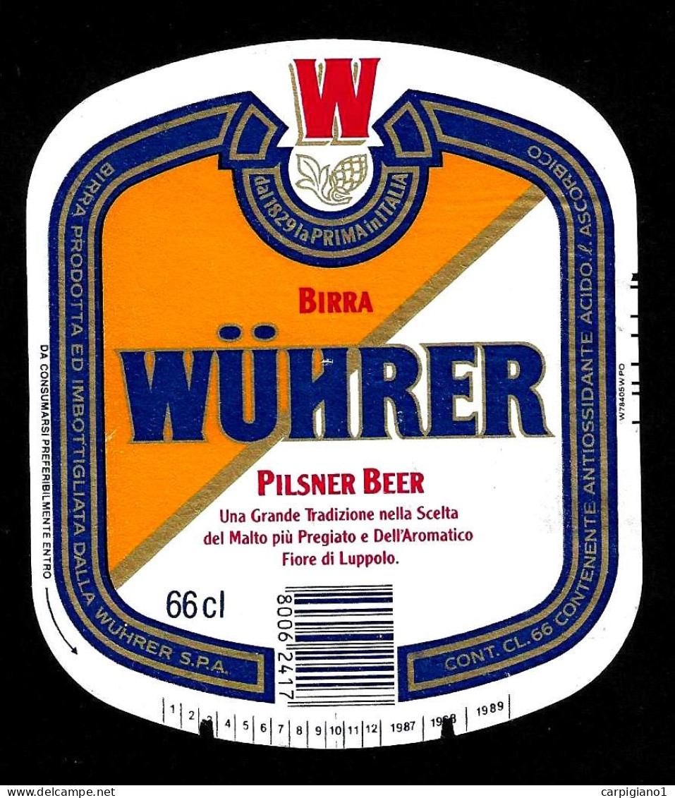 ITALIA ITALY - 1988 Etichetta Birra Beer Bière WUHRER Pilsner - Bier