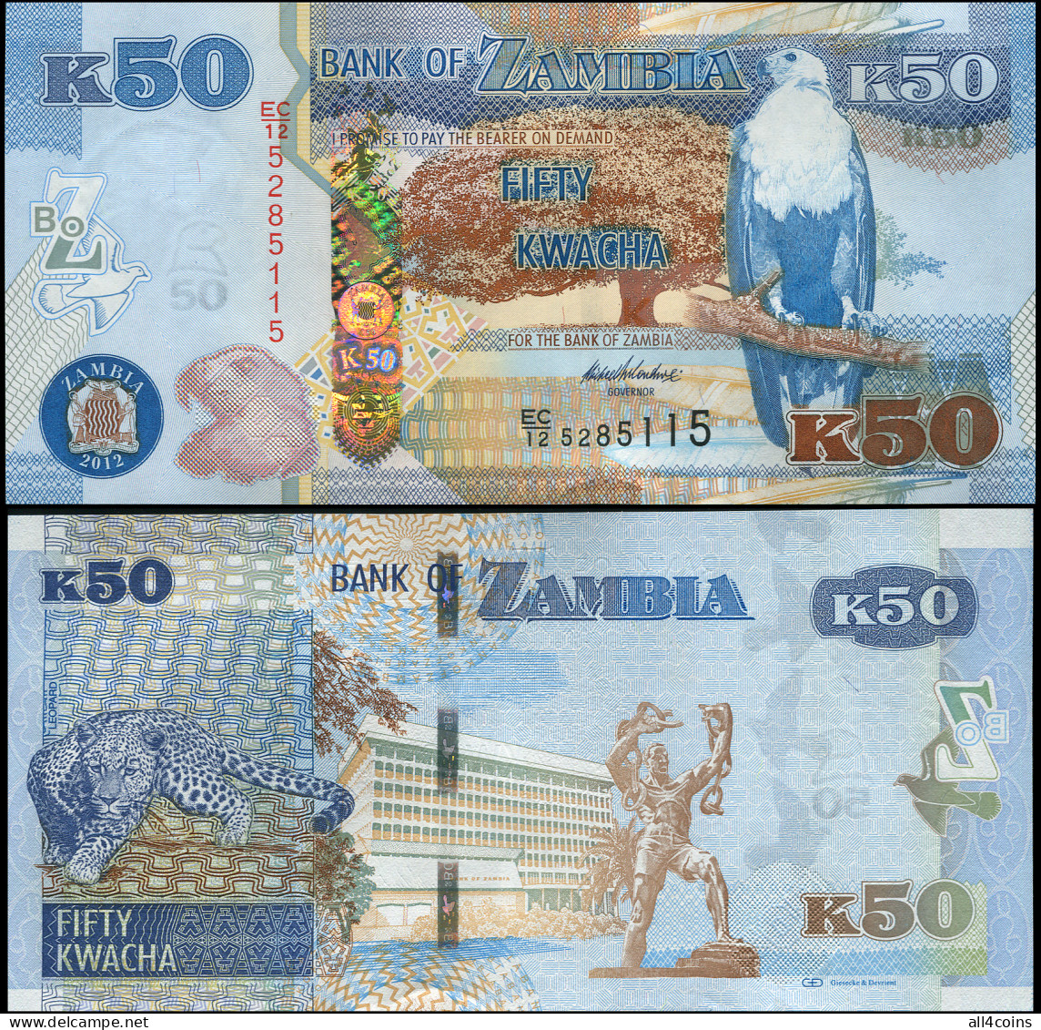 Zambia 50 Kwacha. 2012 (2013) Unc. Banknote Cat# P.53a - Zambie